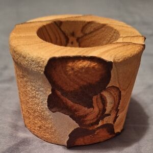 Vintage Najavo handcrafted natural sandstone candleholder.